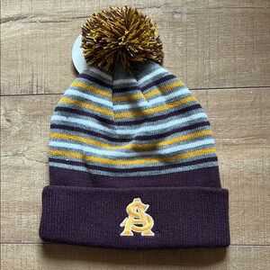Striped Kids Pom-Pom Beanie